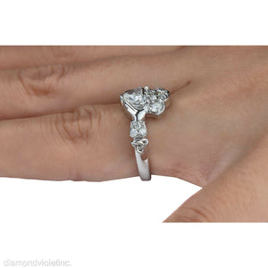 GIA 1.43ct Estate Vintage Heart Diamond Claddagh Engagement Wedding Platinum Ring