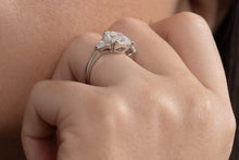 Load image into Gallery viewer, GIA 4.01CT Estate Vintage Radiant Diamond 3 Stone Engagement Wedding Platinum Ring