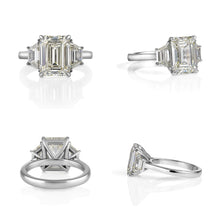 Load image into Gallery viewer, GIA 5.01ct Estate Vintage Emerald cut Diamond 3 Stone Engagement Wedding Platinum Ring