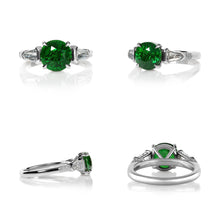 Load image into Gallery viewer, GIA 4.52ct Green Tsavorite Diamond Three Stone Engagement Wedding Platinum Ring