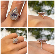 Load image into Gallery viewer, GIA 4.02ct Estate Vintage Pear Diamond Engagement Wedding 18k Rose Gold Ring