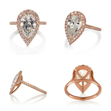 Load image into Gallery viewer, GIA 4.02ct Estate Vintage Pear Diamond Engagement Wedding 18k Rose Gold Ring