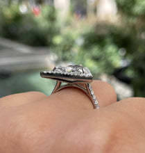 Load image into Gallery viewer, GIA 4.01ct Estate Vintage Trillion Diamond Halo Engagement Wedding Platinum Ring