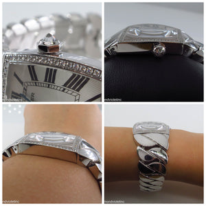 Authentic Cartier La Dona Ladies 29mm by 27mm Watch 18k White Gold bezel with diamond set