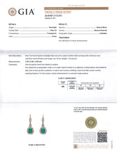 Load image into Gallery viewer, GIA 4.80CT ANTIQUE VINTAGE COLOMBIAN GREEN EMERALD DIAMOND DROP DANGLE EARRINGS