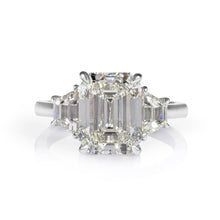 Load image into Gallery viewer, GIA Shy 5.0ct Estate Vintage Emerald Diamond Three Stone Engagement Wedding Platinum Ring