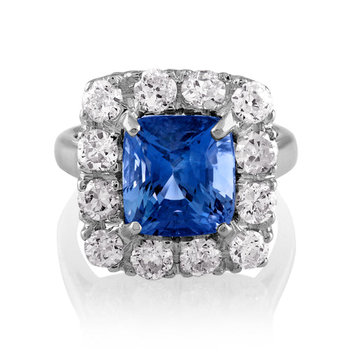 Reserved Rare Vintage AGL 8.65CTW Unheated Color-Shift Ceylon Sapphire AND Diamond 18KWG Ring