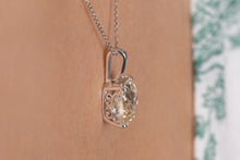 Load image into Gallery viewer, GIA 3.32ct Antique Vintage Old Mine Cushion Diamond Pendant 14k White Gold