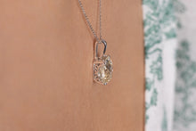 Load image into Gallery viewer, GIA 3.32ct Antique Vintage Old Mine Cushion Diamond Pendant 14k White Gold