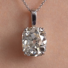 Load image into Gallery viewer, GIA 3.32ct Antique Vintage Old Mine Cushion Diamond Pendant 14k White Gold