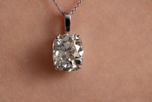 Load image into Gallery viewer, GIA 3.32ct Antique Vintage Old Mine Cushion Diamond Pendant 14k White Gold