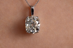 GIA 3.32ct Antique Vintage Old Mine Cushion Diamond Pendant 14k White Gold