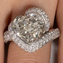 Load image into Gallery viewer, GIA 8.21ct Estate Vintage Heart Diamond 18 White Gold Engagement Anniversary Ring