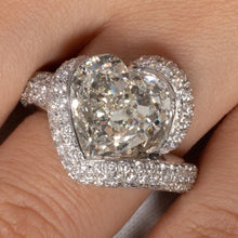 Load image into Gallery viewer, GIA 8.21ct Estate Vintage Heart Diamond 18 White Gold Engagement Anniversary Ring