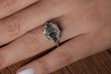 Load image into Gallery viewer, GIA 5.01ct Estate Vintage Emerald cut Diamond 3 Stone Engagement Wedding Platinum Ring