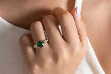 Load image into Gallery viewer, GIA 4.52ct Green Tsavorite Diamond Three Stone Engagement Wedding Platinum Ring