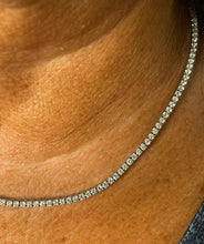 Load image into Gallery viewer, Reserved 9.10ct Estate Vintage Round Diamond Tennis Necklace in 14k White Gold