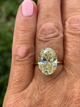 Load image into Gallery viewer, Reserved GIA 7.14ctw Canary Estate Oval Diamond Solitaire Engagement 18K Yellow Gold Ring