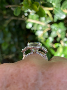 Reserved GIA 7.58ctw Estate Radiant Cut & Trapezoids  Diamond Engagement Halo 18kWG Ring