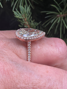 Reserved GIA 5.50ct Estate Vintage Pear Diamond Engagement Wedding 14k Rose Gold Ring