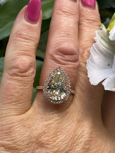 Reserved GIA 5.50ct Estate Vintage Pear Diamond Engagement Wedding 14k Rose Gold Ring