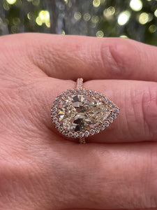 Reserved GIA 5.50ct Estate Vintage Pear Diamond Engagement Wedding 14k Rose Gold Ring