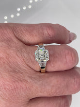 Load image into Gallery viewer, Reserved GIA 3.75CT Estate Vintage Emerald Diamond 3 Stone Engagement Wedding Platinum, 18KYG Ring