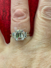 Load image into Gallery viewer, GIA 4.01CT Vintage Emerald Diamond 3 Stone Engagement Wedding  Platinum Ring