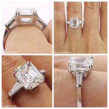 Load image into Gallery viewer, GIA 5.62ct Estate Vintage Emerald cut Diamond Engagement Wedding Platinum Ring