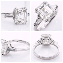 Load image into Gallery viewer, GIA 5.62ct Estate Vintage Emerald cut Diamond Engagement Wedding Platinum Ring