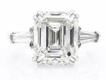 Load image into Gallery viewer, GIA 5.62ct Estate Vintage Emerald cut Diamond Engagement Wedding Platinum Ring