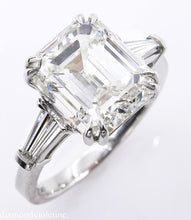 Load image into Gallery viewer, GIA 5.62ct Estate Vintage Emerald cut Diamond Engagement Wedding Platinum Ring