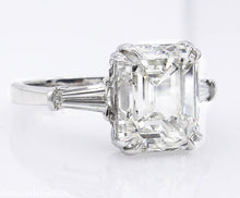 Load image into Gallery viewer, GIA 5.62ct Estate Vintage Emerald cut Diamond Engagement Wedding Platinum Ring