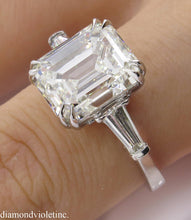 Load image into Gallery viewer, GIA 5.62ct Estate Vintage Emerald cut Diamond Engagement Wedding Platinum Ring