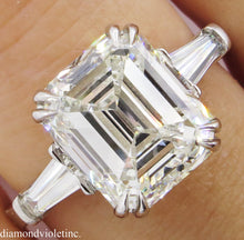 Load image into Gallery viewer, GIA 5.62ct Estate Vintage Emerald cut Diamond Engagement Wedding Platinum Ring