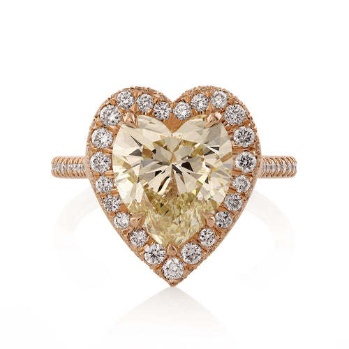 GIA  5.06ct Estate Vintage Heart Diamond Engagement Wedding  Rose Gold Ring