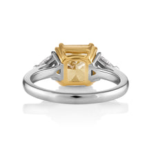 Load image into Gallery viewer, Reserved GIA 3.68ct Estate Vintage Fancy Yellow Radiant 3 Stone Engagement Wedding Platinum/ 18k Yellow Gold Ring