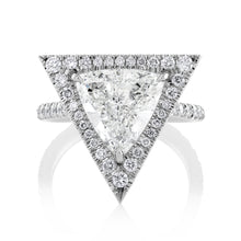 Load image into Gallery viewer, GIA 4.01ct Estate Vintage Trillion Diamond Halo Engagement Wedding Platinum Ring