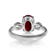 Load image into Gallery viewer, GIA 4.02ct Estate Vintage BURMA Red Ruby Diamond 3 Stone Engagement Wedding White Gold Ring 