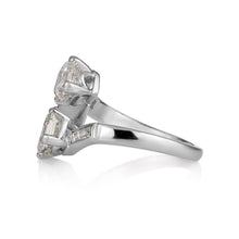 Load image into Gallery viewer, GIA 2.37ct Antique Vintage Art Deco Asscher Diamond “Toi et Moi” Crossover Platinum Ring