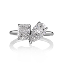 Load image into Gallery viewer, GIA 2.19ct Estate Radiant Pear Diamond Right-hand Platinum Ring