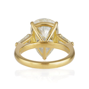 GIA 5.76ct Estate Vintage Pear Diamond Three-stone Engagement Wedding ring 18k Yellow Gold