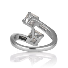 Load image into Gallery viewer, GIA 2.37ct Antique Vintage Art Deco Asscher Diamond “Toi et Moi” Crossover Platinum Ring