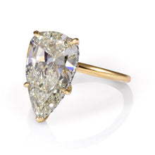 Load image into Gallery viewer, GIA 5.31ct Estate Vintage Pear Diamond Solitaire Engagement Wedding 18k Yellow Gold Platinum Ring