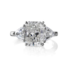 Load image into Gallery viewer, GIA 4.01CT Estate Vintage Radiant Diamond 3 Stone Engagement Wedding Platinum Ring