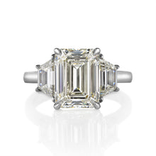 Load image into Gallery viewer, GIA 5.01ct Estate Vintage Emerald cut Diamond 3 Stone Engagement Wedding Platinum Ring