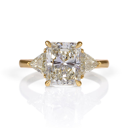 GIA 3.57ct Estate Vintage Radiant Diamond Engagement Wedding 18k Yellow Gold Ring