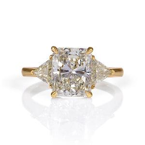 GIA 3.57ct Estate Vintage Radiant Diamond Engagement Wedding 18k Yellow Gold Ring