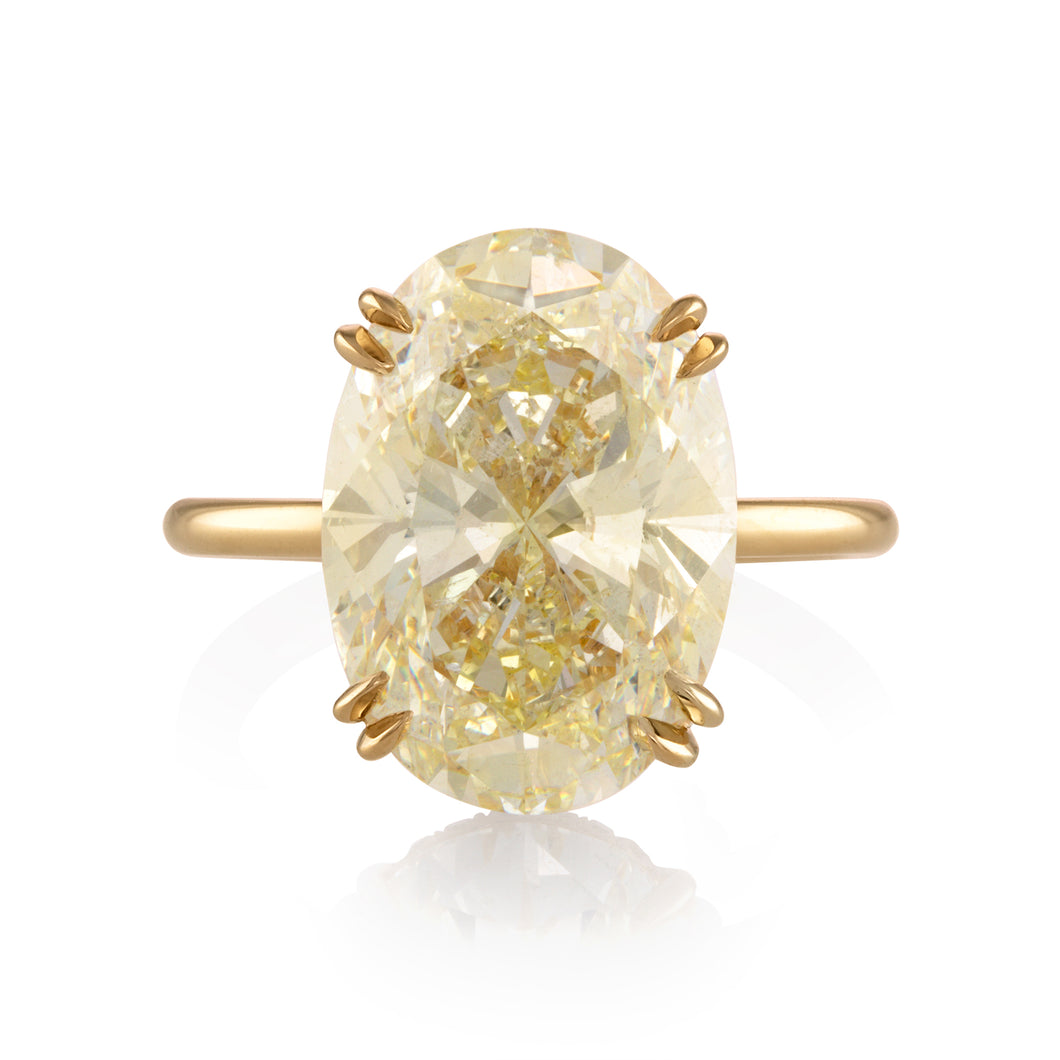 Reserved GIA 7.14ctw Canary Estate Oval Diamond Solitaire Engagement 18K Yellow Gold Ring