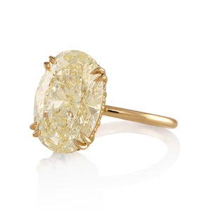 Reserved GIA 7.14ctw Canary Estate Oval Diamond Solitaire Engagement 18K Yellow Gold Ring